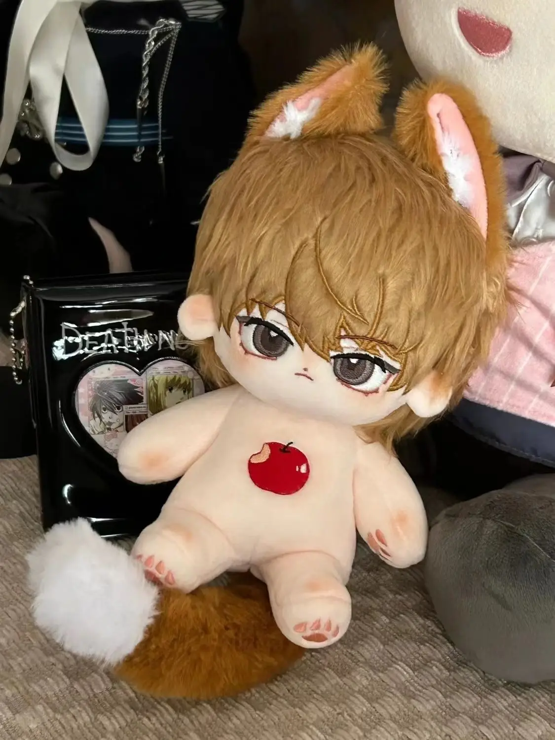 Yagami Light 20cm Cotton Stuffed Doll Toys with Cat Ears Cute Plush Puppet Animation Death Note Kira Gift Dolls for Kids Adults