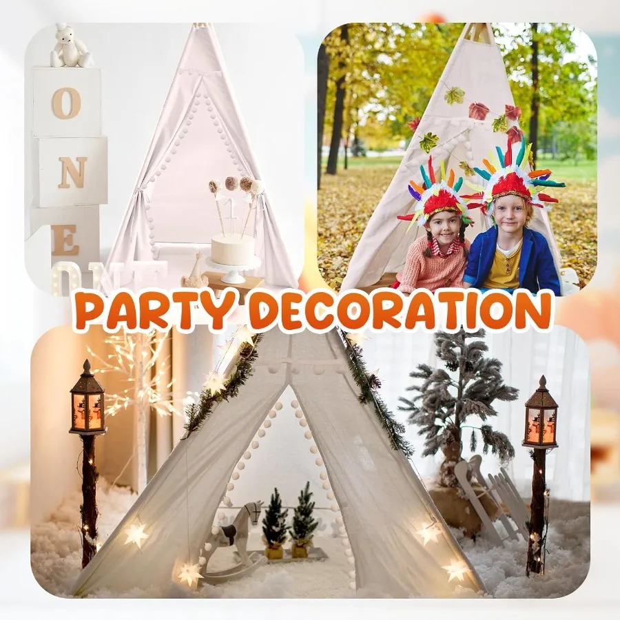 6 قطعة خيمة تيبي للأطفال قابلة للطي وقابلة للغسل للاستخدام الداخلي والخارجي للأولاد والبنات والأطفال الصغار بوهو ملابس نوم لأعياد الميلاد ومستلزمات سبا للحفلات