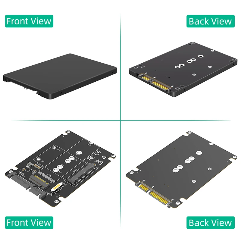 SSD-Adapter 2-in-1 kombinieren Sie M.2 NGFF-Taste B & mSATA auf 2,5-Zoll-SATA-3-Adapterkonverter mit Kunststoffgehäuse und externem SSD-Gehäuse