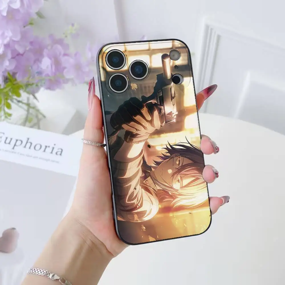 P-ProjectS S-SEKAI Kamishiro Rui جراب هاتف آيفون 17 16 15 14 13 12 11 Pro Max Plus Air Mini أسود سيليكون ناعم