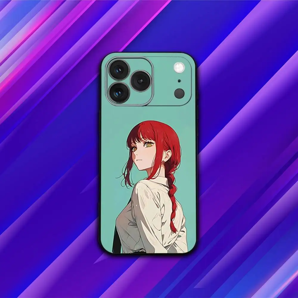 حافظة هاتف M-MakimaS أنيمي لهاتف آيفون 17,16,15,14,13,12,11,Pro,Max,Plus,X,XS,SE4,E,Mini,Soft Black Case