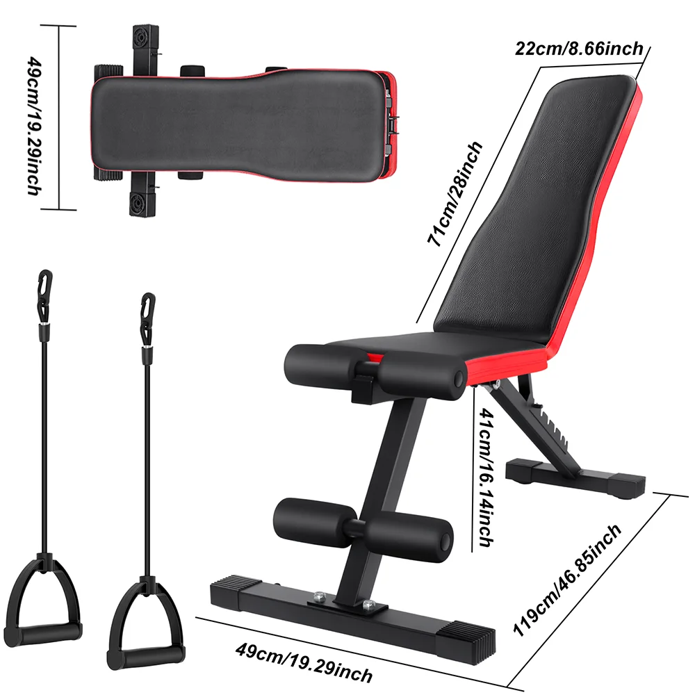Banco de Ejercicios Plegable Ajustable en 7 Niveles, Banco Multifuncional para Mancuernas con Estructura de Acero Resistente, Banco de Pesas Ergonómico con Soporte para la Columna Vertebral para Entrenamiento de Fuerza de Cuerpo Completo en Casa 8