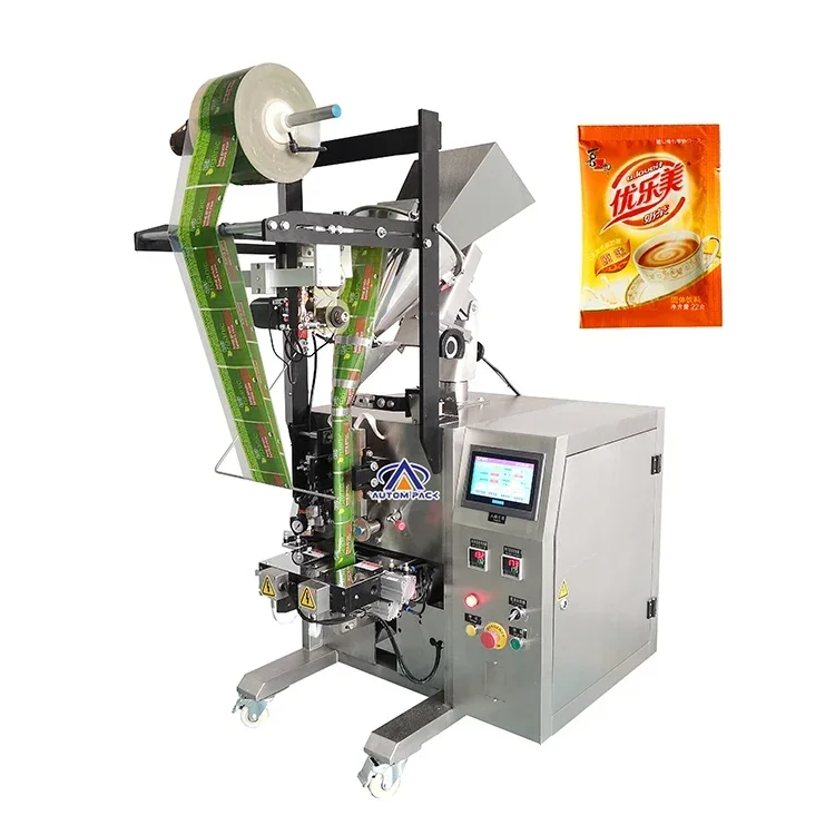 

Automatic Food Granule Sugar Salt Spice Small Sachets Pepper Flour Coffee Sachet Grain Bean Bag Vertical Powder Packing Machine