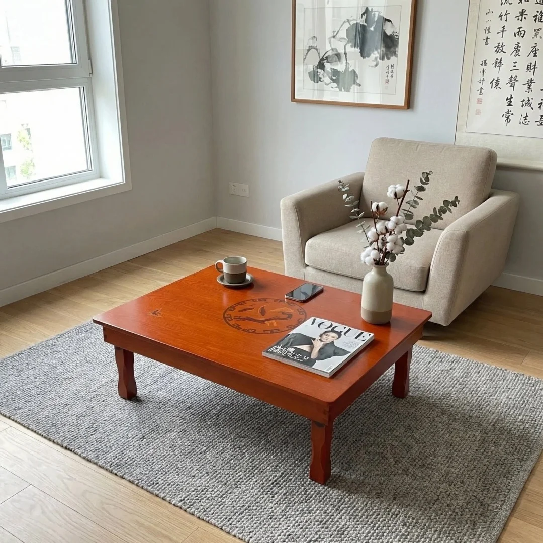 80X60cm Rectangle Korean Table Legs Foldable Living Room Antique Table for Dining Traditional Korean Folding Table Furniture