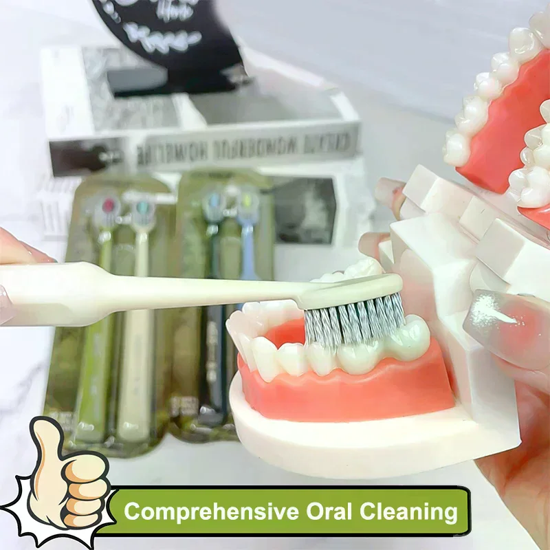 2 قطعة فرشاة أسنان تنظيف الفم فائقة النعومة فرشاة أسنان ذات شعيرات صلبة تنظيف عميق للبالغين تبييض الأسنان #4