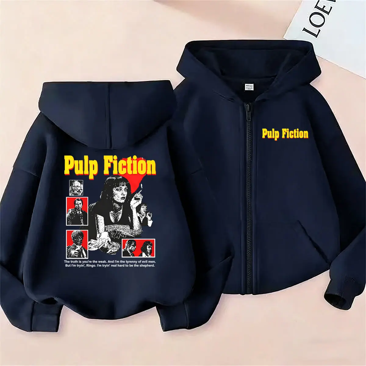Famous Director Quentin Tarantino Movie Pulp Fiction Zipper Hoodie Men Women Hip Hop Oversized Zip Up Hoodies Male Casual Jacket