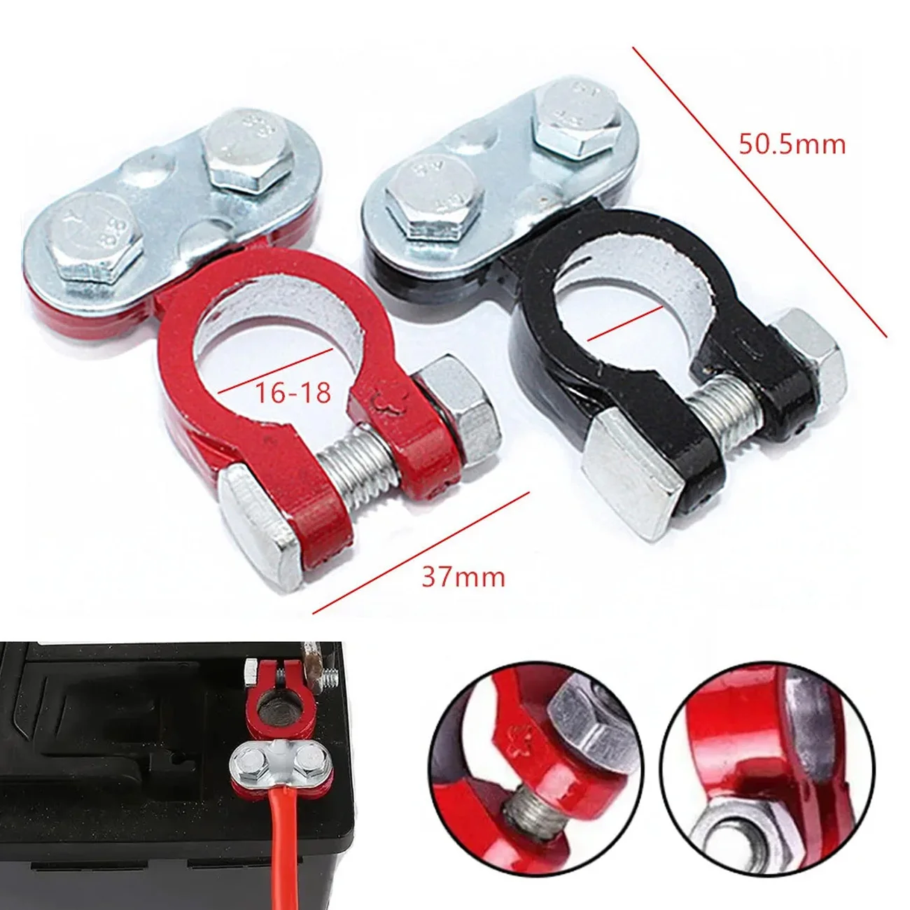 1 Pair Quick Release Battery Clamps Copper Plate Car Connector Clamps Top Post Battery Terminals Connectors for Auto Van More