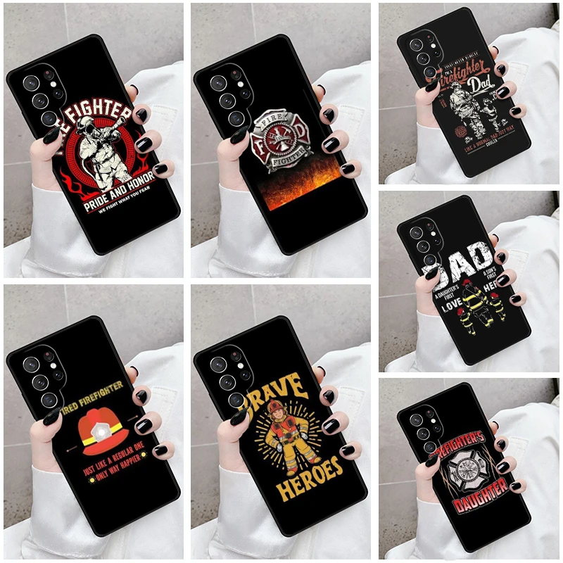 Phone Case For Samsung Galaxy S24 S23 S21fe S22 Ultra Plus Note 10 20 S8 S9 S10 Cover Firefighter Heroes Fireman Bumper