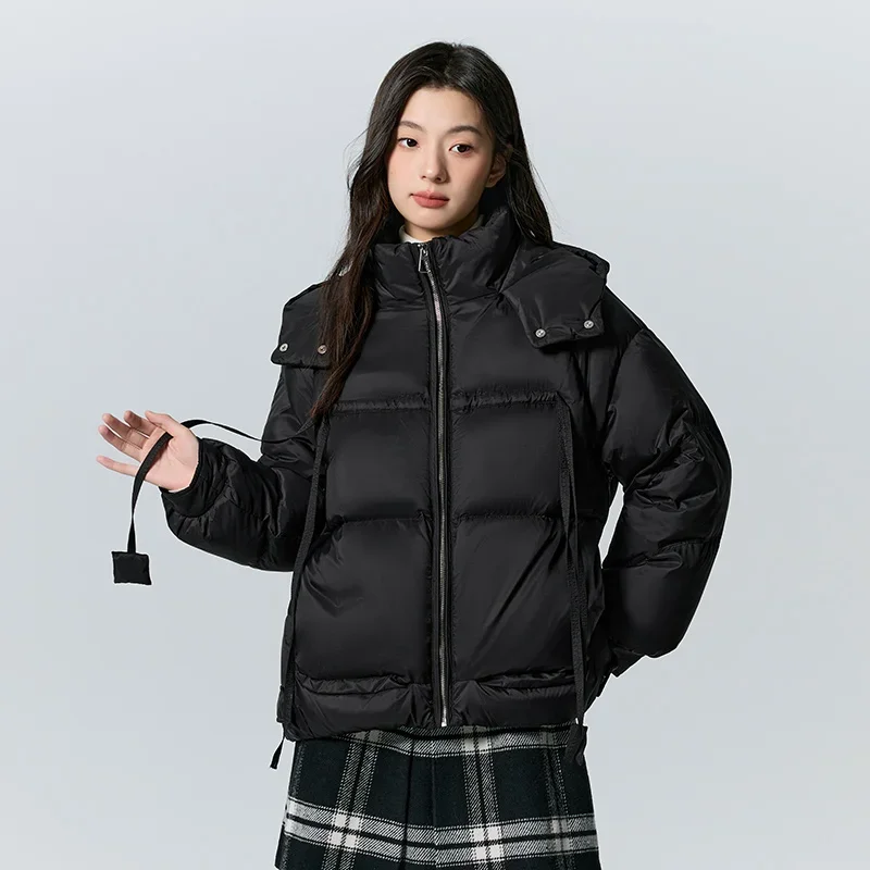 Semir Daunen jacke Frauen Design Raglan ärmel lose Winter neue Textur Plaid Kapuze dicke Daunen jacke