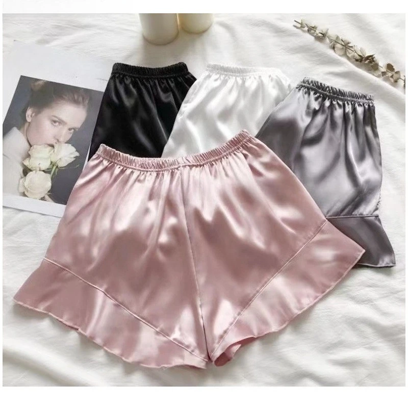 Satin Shorts Women Underwear Safety Short Pants Summer Sexy Thin Loose Knicker Panties Under Skirt Shorts Boxer Brief Shorty