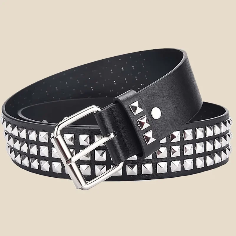 

Fashion New Square Bead Rivet Belt Metal Pyramid Belt Men and Women Punk Hardware Jeans Belt Y2K Belt Designer Belt Women's Belt