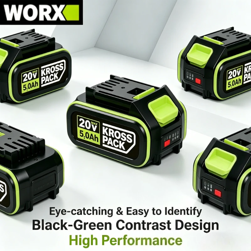 

Worx 20V battery with high capacity of 6.0Ah is suitable for cordless power tools such as WA3023 WA3016 WA3027 WA3054 WA3055