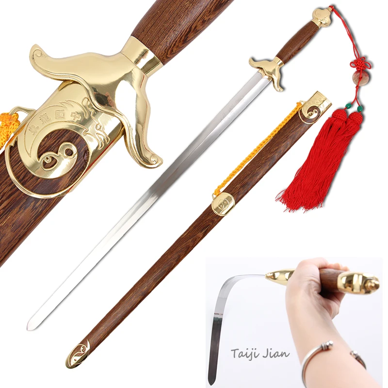 

Taiji Bagua Jian Chinese Martial Art Sword, Stainless Steel, Flexible Blade, Rose Wood, No Sharp Supply, Gongfu Prop