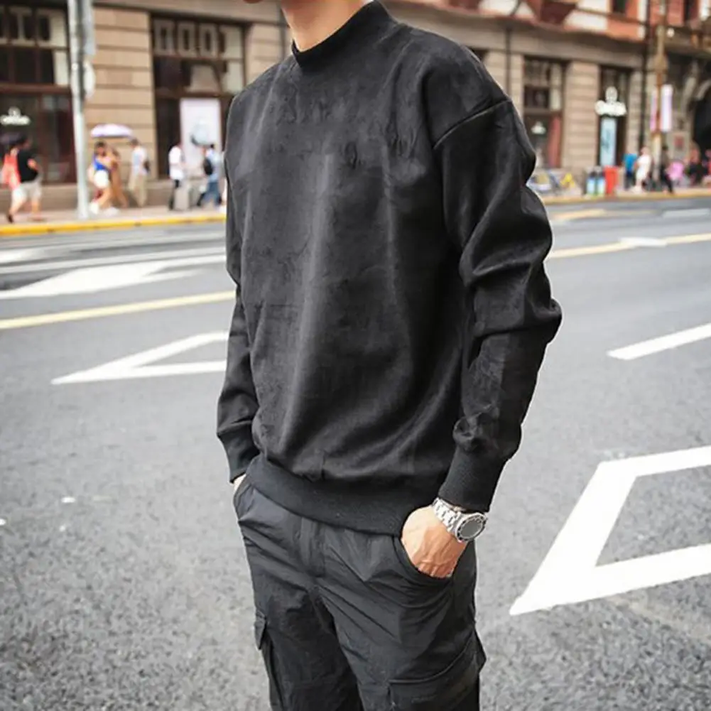 

Однотонная рубашка с длинным рукавом, мужской двусторонний бархатный пуловер с эластичными манжетами, спортивная толстовка на весну/осень для повседневной носки