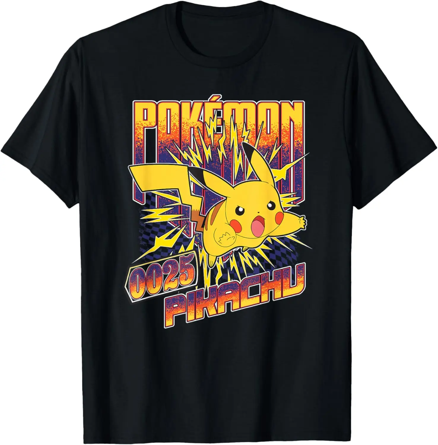 Pokémon 0025 Pikachu Ready To Fight Retro Big Chest Poster T-Shirt S-6XL