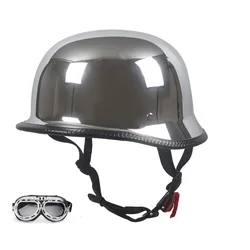 Helmet Vintage Half Face Helmet Motorcycle Helmets  Helm Vintage Retro Casco Para Black Leather German Solder