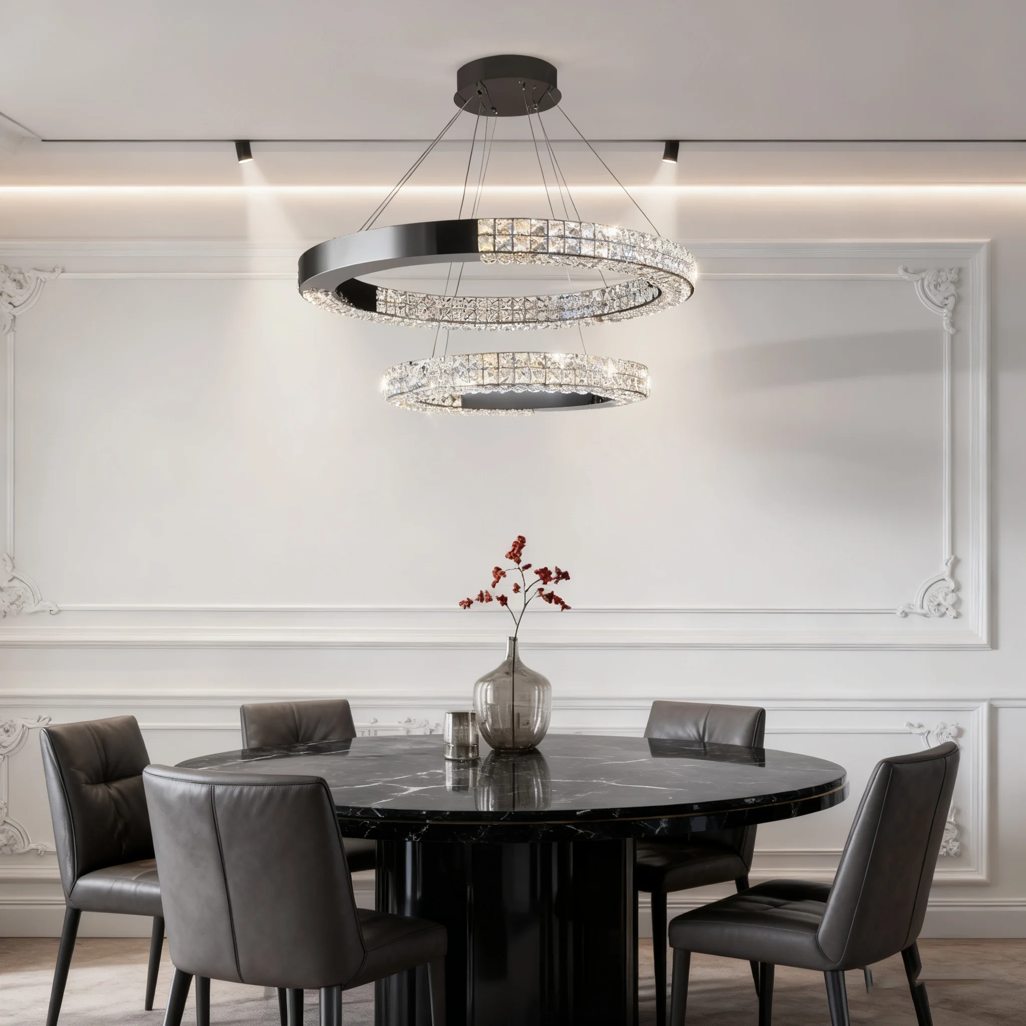 

AiPaiTe Brass Crystal Pendant Lamp Lustre, Dimmable Ceiling Chandelier for Living Room, Nordic Style, Suitable For Dining Room