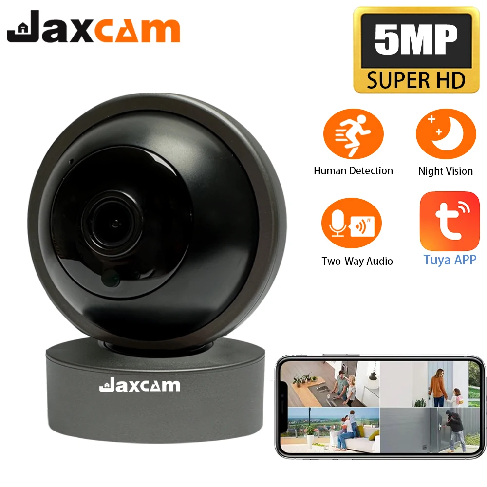 

Jaxcam 5MP Wifi Tuya Smart Life Camera Monitoring Via Infrared Mobile Phone Night Vision 360°Tracking PTZ Surveillance Camera