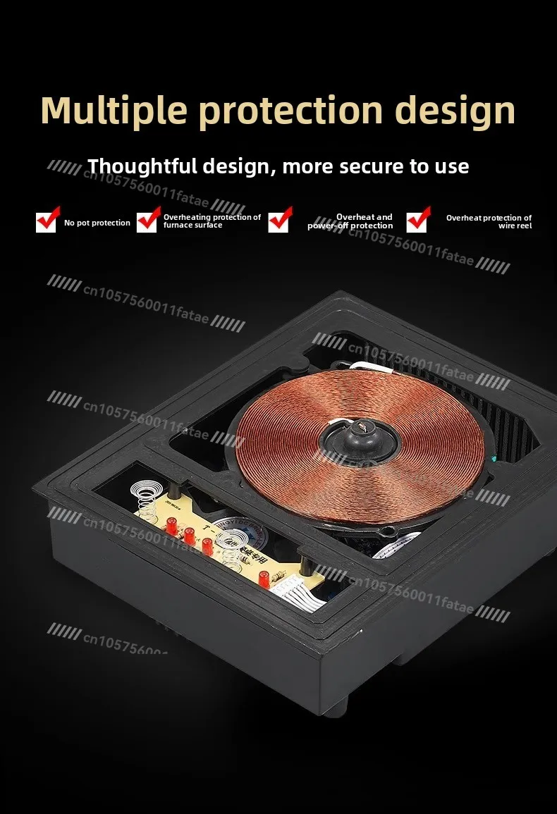 800W Commercial Hot Pot Induction Cooker 175x215mm Invisible T-8 Touch, Rectangular