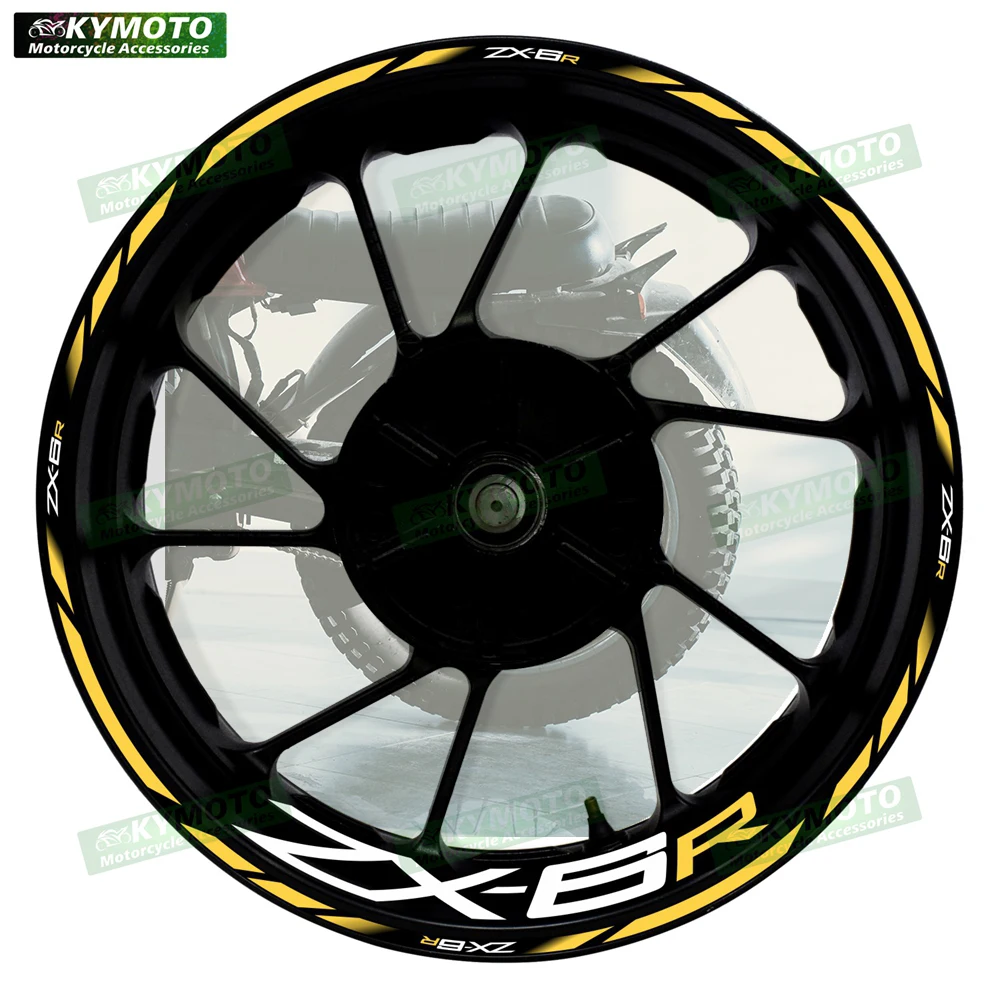 

Аксессуары для мотоциклов ZX-6R ZX6R, 17-дюймовые наклейки на передние и задние колеса, обод ступицы, светоотражающие полосы, наклейки, украшение