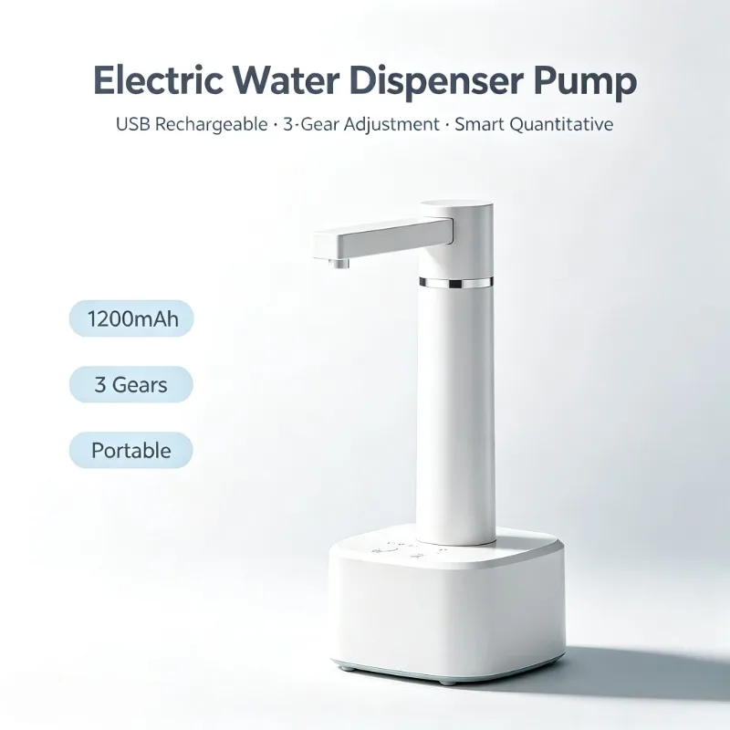 Desktop Electric Water Pump USB Rechargeable  3‑Gear Smart Quantitative Water Dispenser Portable Water Bottle Dispenser LS-3