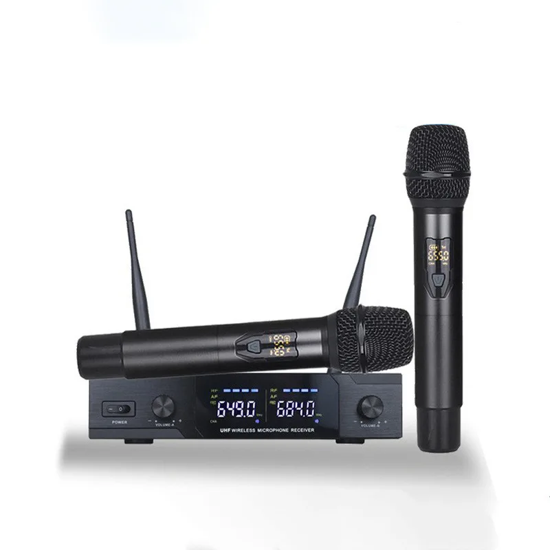

Wireless microphone, handheld conference performance microphone, one-to-two adjustable frequency home microphone