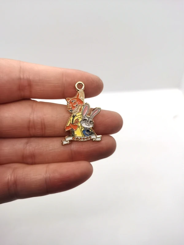 ديزني 10 قطعة Zootopia المعادن المينا أقراط مُزينة بحُلي لتقوم بها بنفسك مفتاح سلسلة قلادة قلادة سوار مجوهرات النتائج اليدوية هدية #3