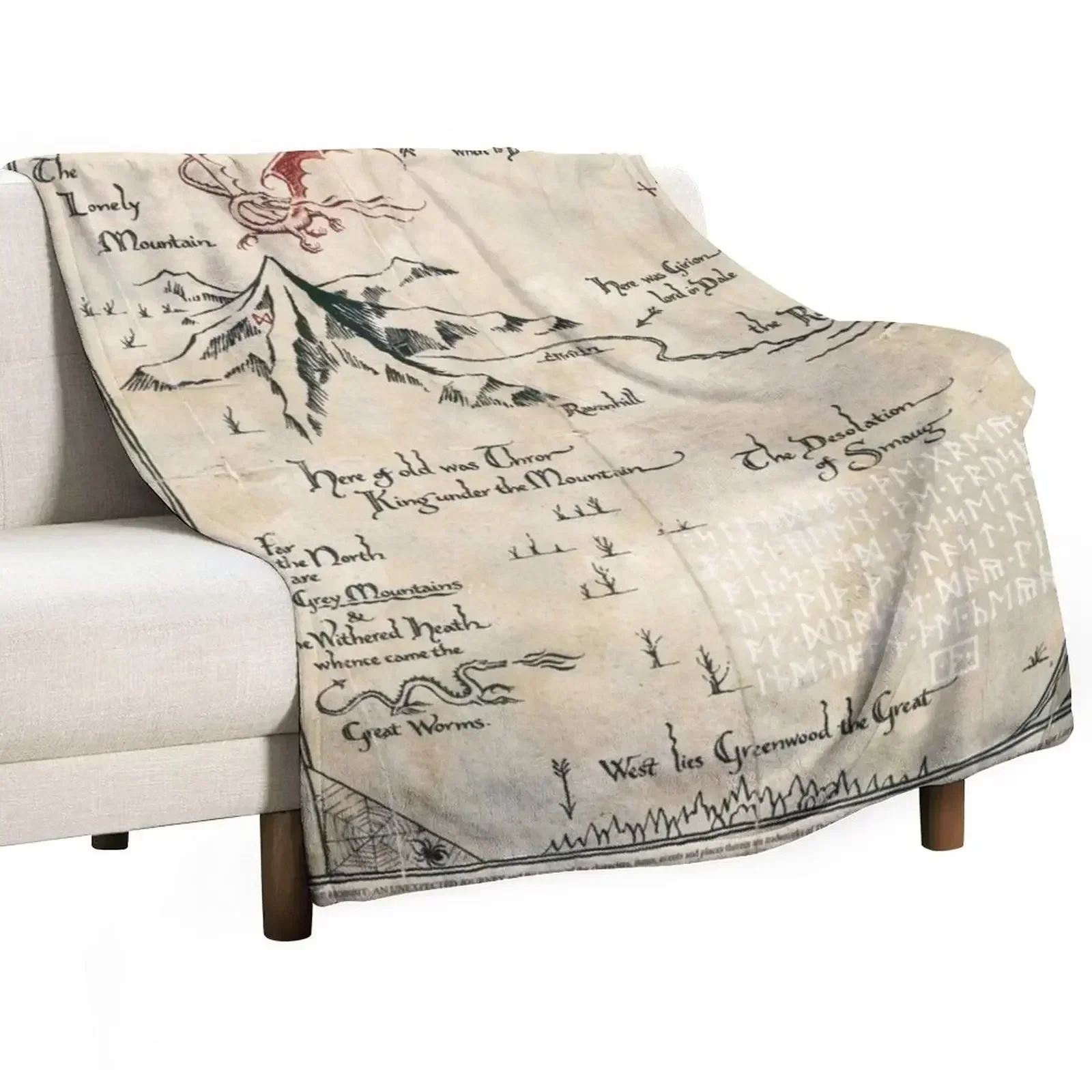 Map of Middle Earth Throw Blanket Luxury Throw Vintage Picnic Flannel Fabric Thin Tourist Blankets