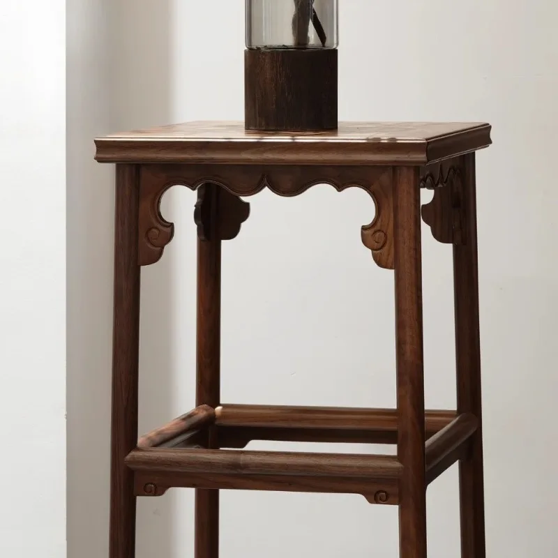 

New Chinese-style solid wood flower stand North American black walnut simple Song-style flower table living