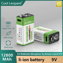 Batería recargable de iones de litio para multímetro, batería de litio de 9v, 12800mah, con USB, micrófono, juguete, Control remoto, guitarra eléctrica