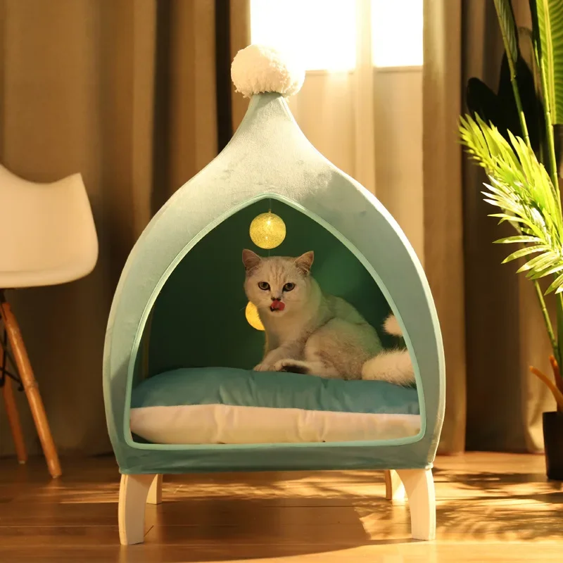 

All-Season Durable Enclosed Pet House High Rebound Cotton Nest for Cats and Small Dogs Wear-Resistant Villa Bed