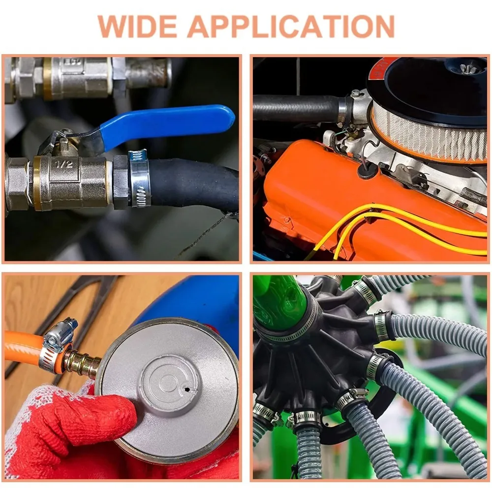 Stainless Steel Adjustable Worm Gear Screw Band Hose Clamp Hose Clamps Set  for Pipe Fuel Tube Faucet Fasteners Assortment Kit