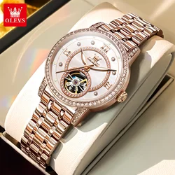 OLEVS 7039 Automatic Mechanical Watch for Ladies Diamond Dial Flywheel Design TOP Brand Elegant Women's Watches NEW Trend