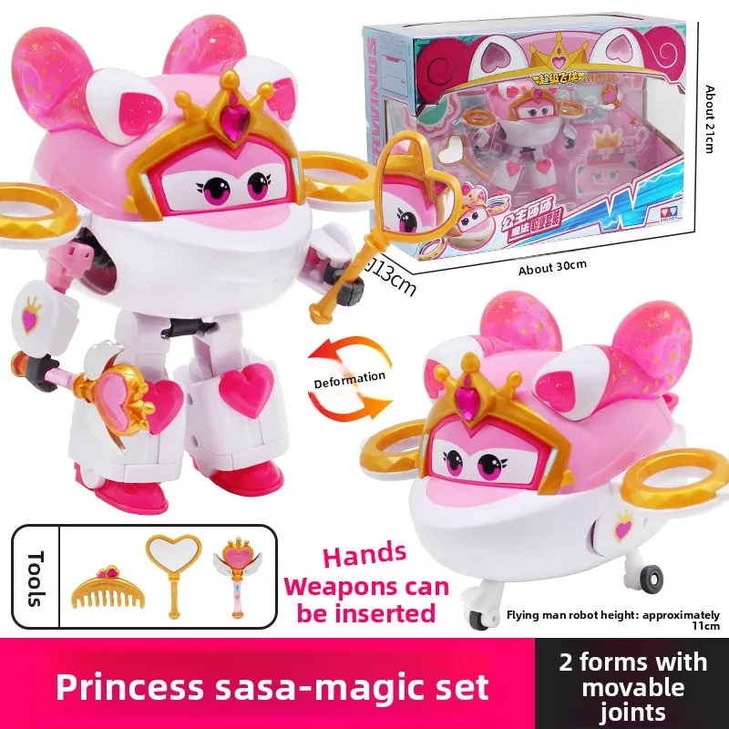 Auldey Super Wings Big Hangar Transformation Robot Princess Salsa مع مجموعة ألعاب مهنية سحرية للأولاد والبنات والأطفال هدية عيد الميلاد