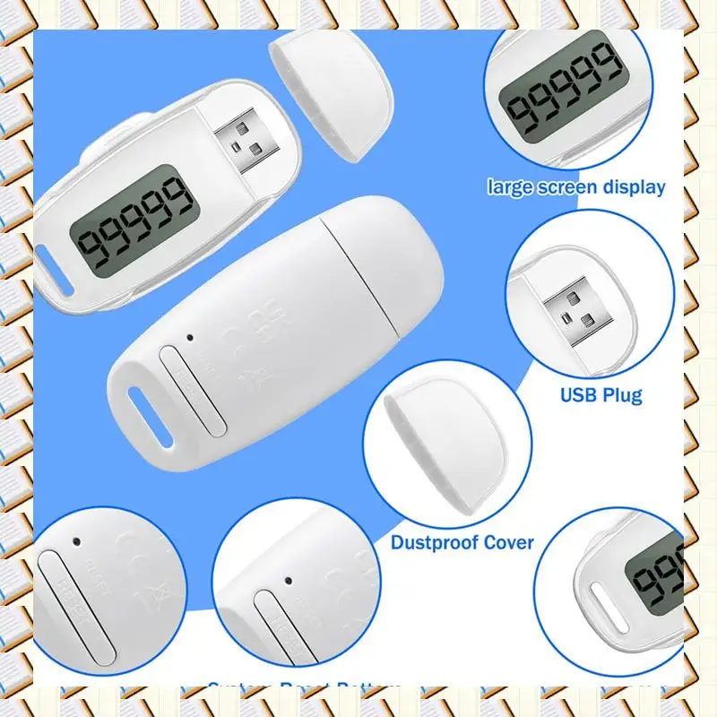 

A14M 2Pcs 3D Pedometer Step Counter For Walking USB Rechargeable Step Tracker With Removable Clip And Lanyard Durable