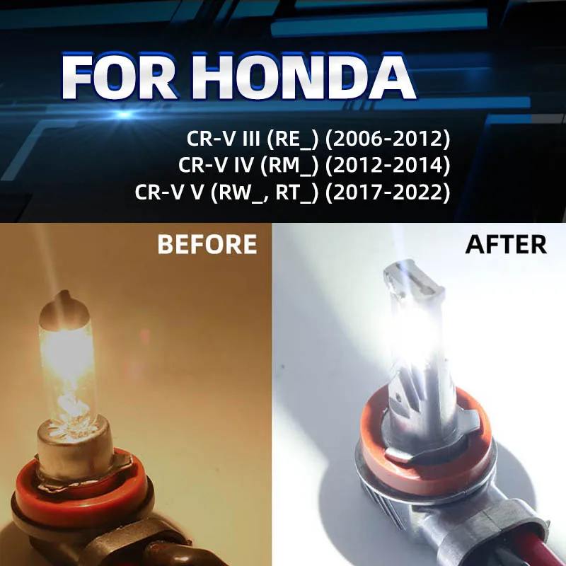 2pcs Car LED Front Fog Light Bulbs Dual Color Switchback For Honda CRV 3/4/5th gen RE RM RW RT 2006-2013 2014 2015 2018-2022