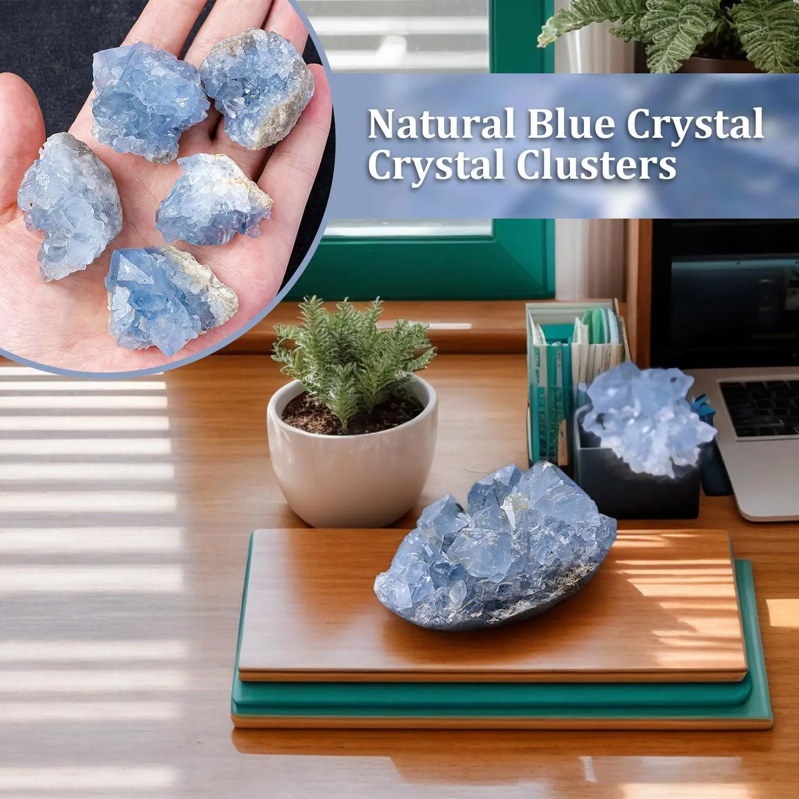 1pc Natural Beautiful Celestite Crystal Raw Druzy Cluster Blue Geode Rough Mineral Specimen Stone Collection