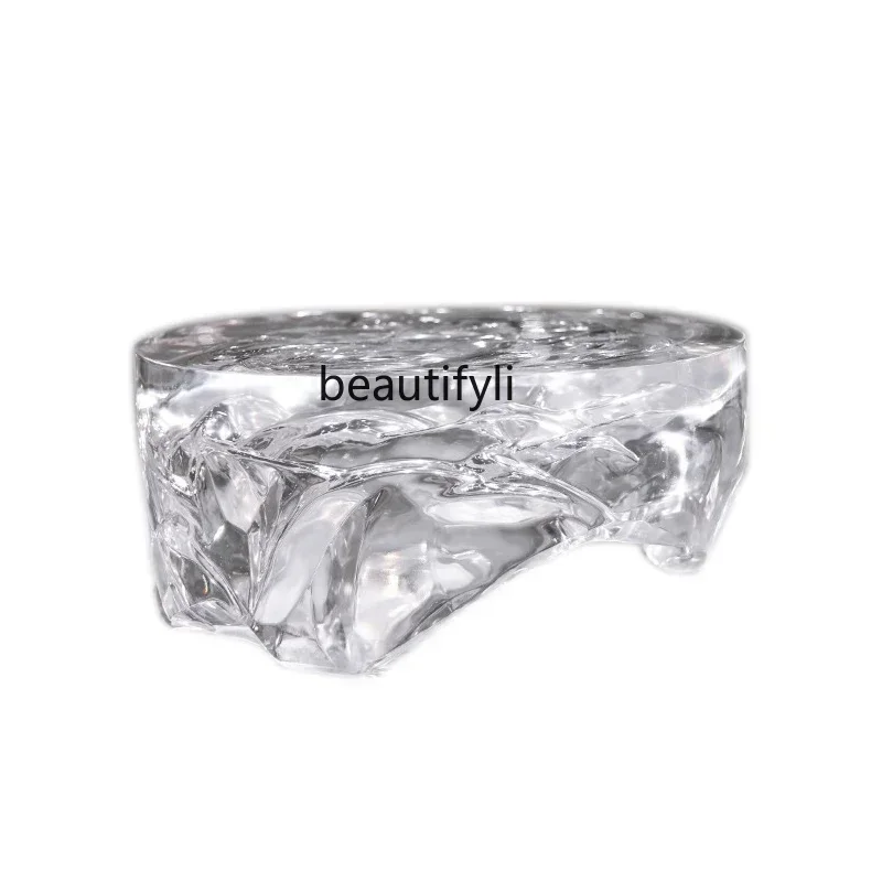 03.Light luxury resin handicrafts transparent coffee table round sculpture living room soft decoration floor ornament