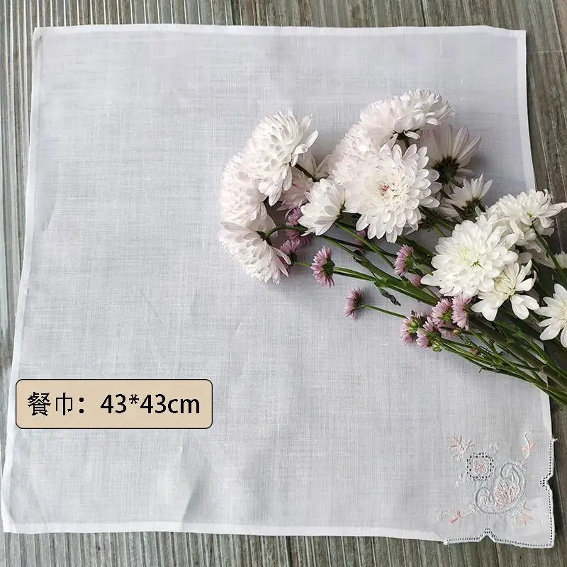 Tovagliolo tovaglietta ricamato a mano in puro lino squisito 2 pezzi/set Fazzoletto da ristorante di fascia alta per esportazione del commercio estero