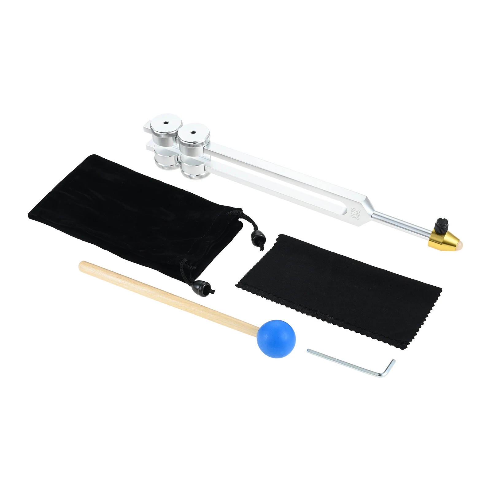 64HZ Weighted Tuner Low Frequency 64 Hz Metal Tuning Fork with Bag Hammer for Yoga Sound Healing Easing Pain Stimulating Nervous