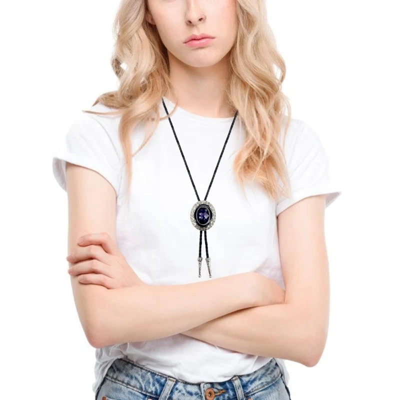 Western Bolo Tie PU Leather Rope Bolo Tie Adult Cowboy Costume Shirt Necktie DXAA