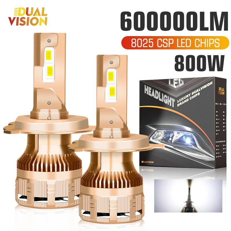 H8 H9 H11 LED Canbus Headlights Bulbs 800W H4 Super Bright CSP Chips LED High Low Beam 6000K White Turbo Auto Lamp Fog Light 12V