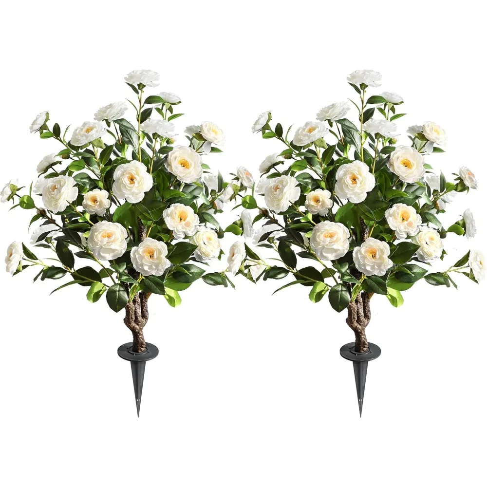 

Artificial Flower Trees Indoor, 【 2 Pieces 】 Faux Floral Plants 36 Inch Faux Blooming Camellia Spike Design White Blossom Outdoo