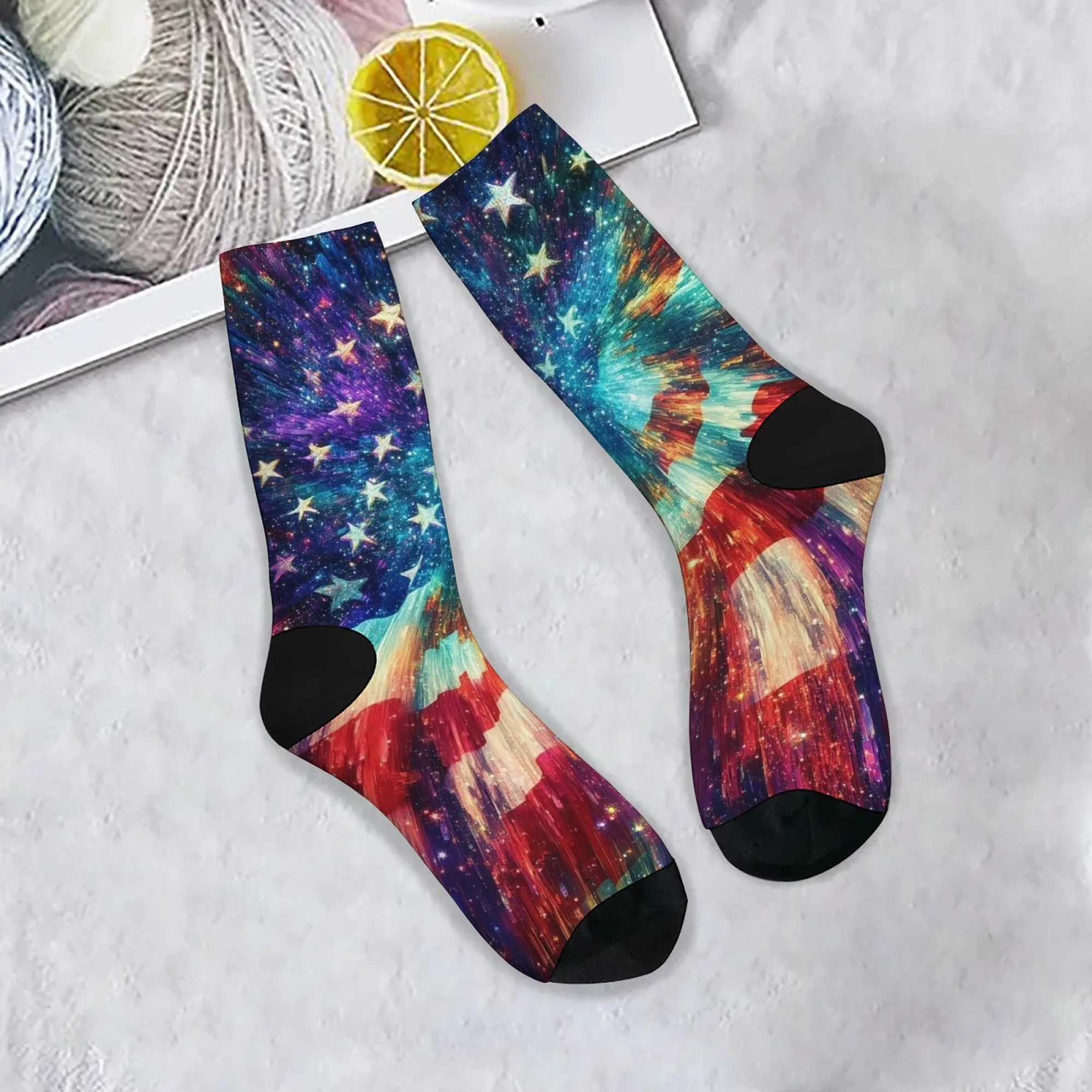 

Мужские носки с фэнтези-флагом в стиле Харадзюку, повседневные модные носки в стиле ретро, дышащие противоскользящие спортивные носки для езды на велосипеде, подарок на вечеринку