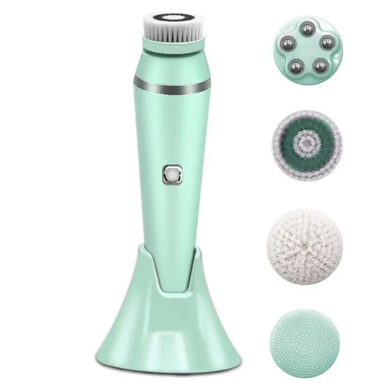 4 in 1 for Facial Cleansing Brush Face Massager with 4 Heads Rechargeable Skin Care Tool Drop Shipping