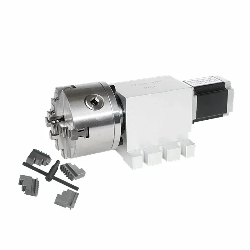 Harmonic Drive ลด 3 4 Jaw 100mm Chuck CNC 4th แกนแกนหมุนความเร็วลดอัตราส่วน 100:1 สําหรับเครื่องมิลลิ่ง