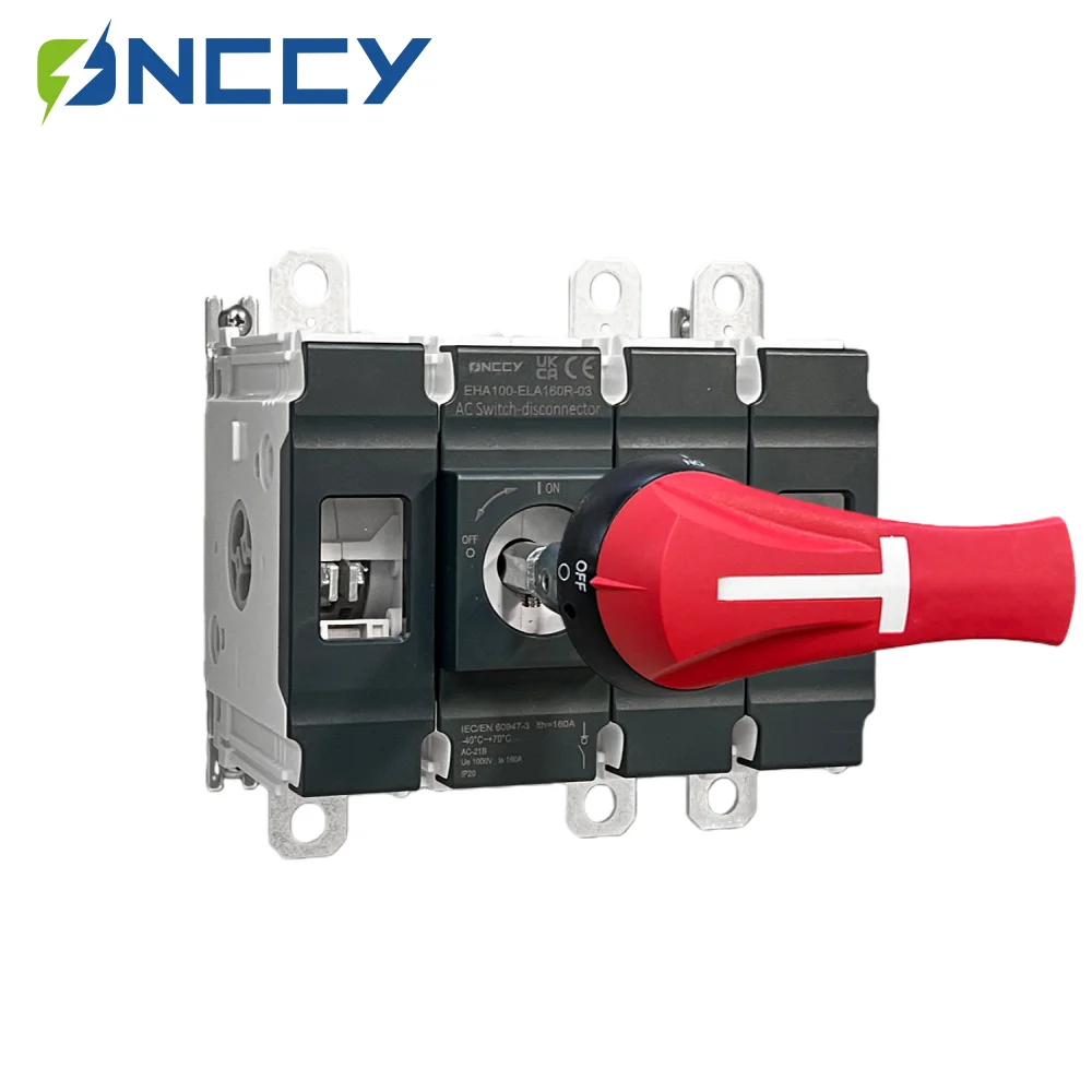 ONCCY High Voltage AC Disconnector, 3P 4P High current disconnect switch 160A 250A 315A 400A, Door interlocked handle