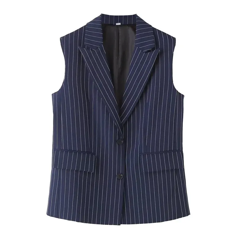 

Faionable Casual Stripe Svel Loose Women's Set 2024 New Arrival Long Pants And Vest Ensemble for Young Women