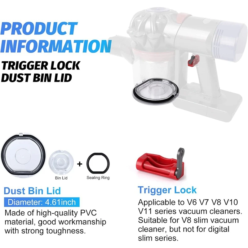 Penutup ember debu tutup Bin untuk pengganti tabung vakum Dyson V7 V8 SV10 SV11 dengan kunci pemicu