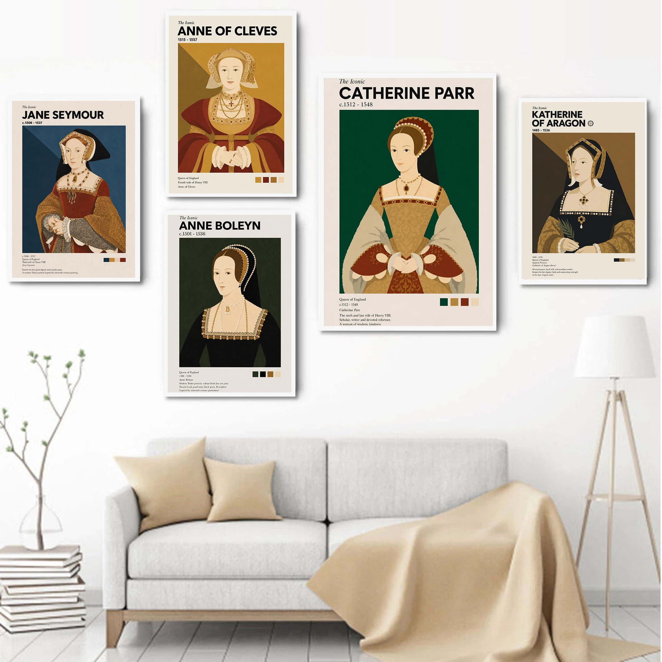 Classic English Royalty Historical Portrait Posters Tudor Six Modern Prints Canvas Painting Wall Pictures Home Living Room Decor